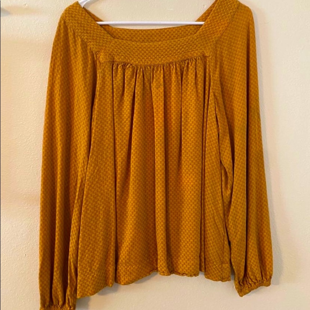 mustard yellow long sleeve blouse